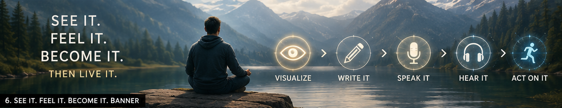 A FutureSelfAudio banner showing the words See it, Feel it, Become it, Then live it.