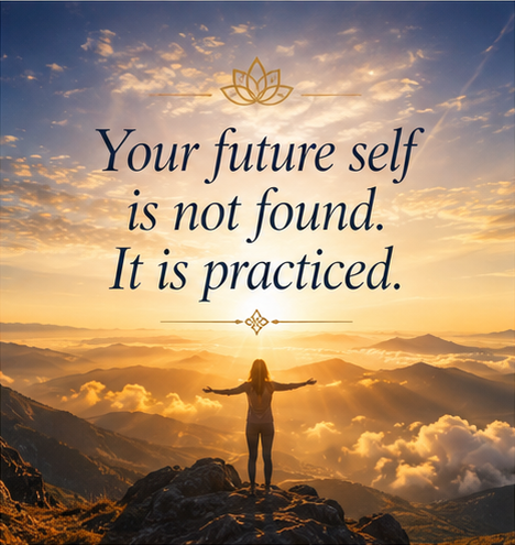 Quote card that says, Your future self is not found. It is practiced.
