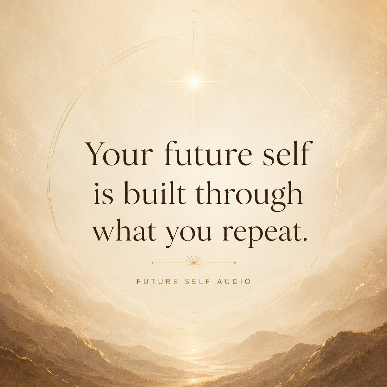 Quote card reading "Your future self is built through what you repeat."